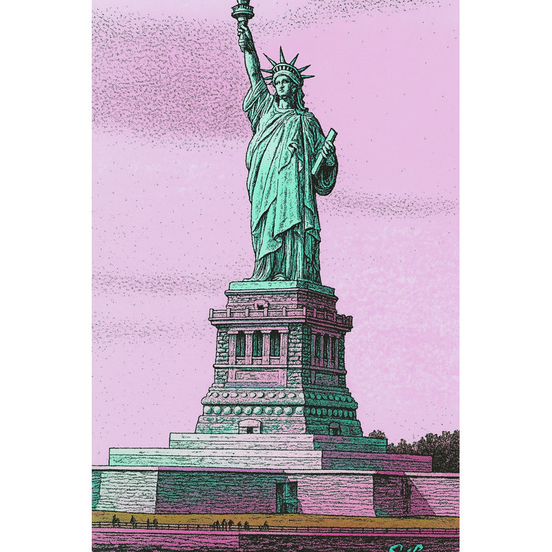 Art mural sur toile Liberty in Bloom - Pop Art Statue of Liberty, H 36 po x l 24 po
