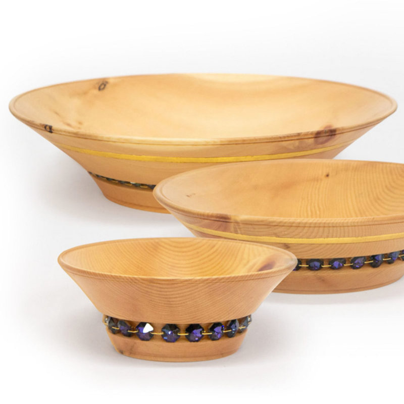Manara 3 Piece Serving Bowl Set, 1, Brown/Amber Gold, 7.28"