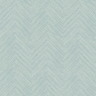 Papier peint Chevron en lin Aqua Caladesi