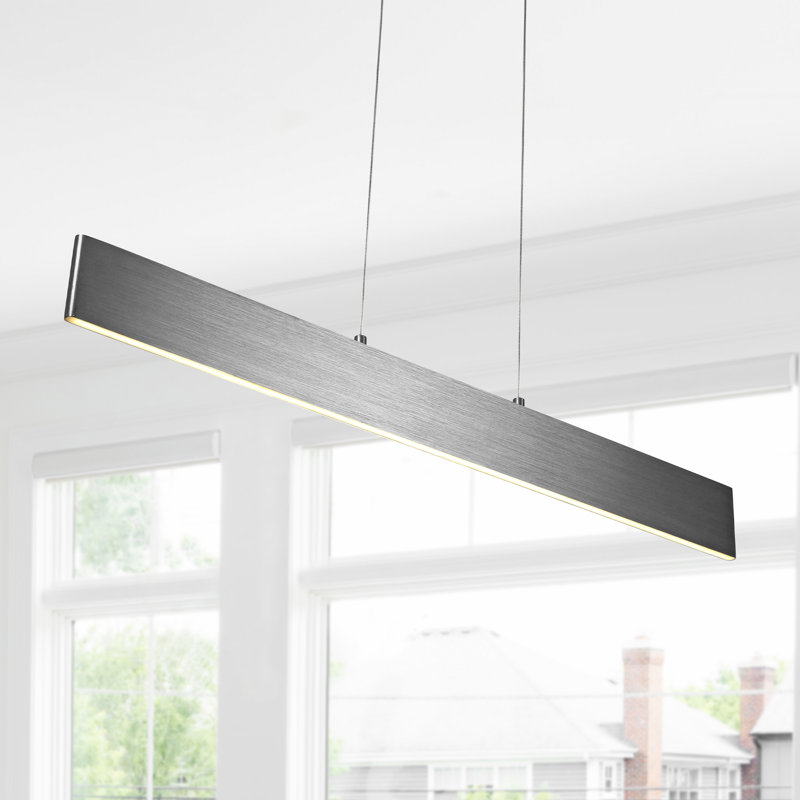 Daisetta 1 - Light LED Pendant, Brushed Aluminum, 4.5" H x 32" W x 4.5" D