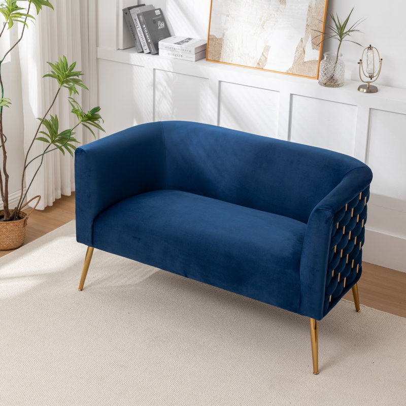 Cristen Upholstered Velvet Loveseat, Navy