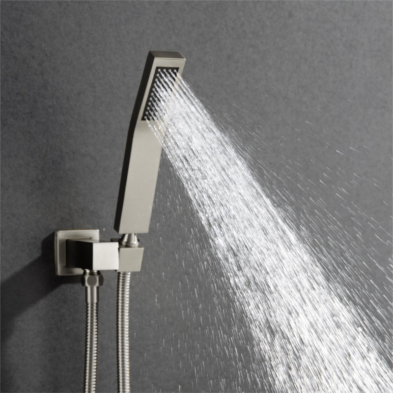 Système de douche complet avec valve brute et pomme de douche à pluie de 12 pouces, Nickel brossé