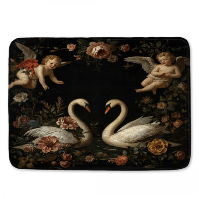 Tapis de bain cygnes avec chérubins