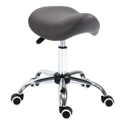Adjustable Height Saddle Chair With Pu Leather, Stable Structure, For Offices, Grey Hydraulic Seat Stool In Grey, Comfortable And Various Professions, Tattoo Shop
