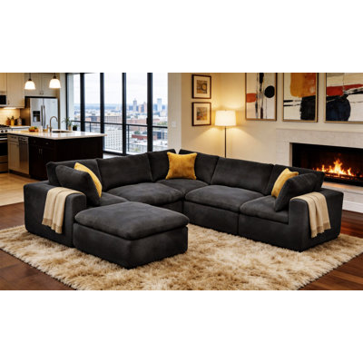 Grain de café modulaire entièrement rembourré avec coussins décoratifs