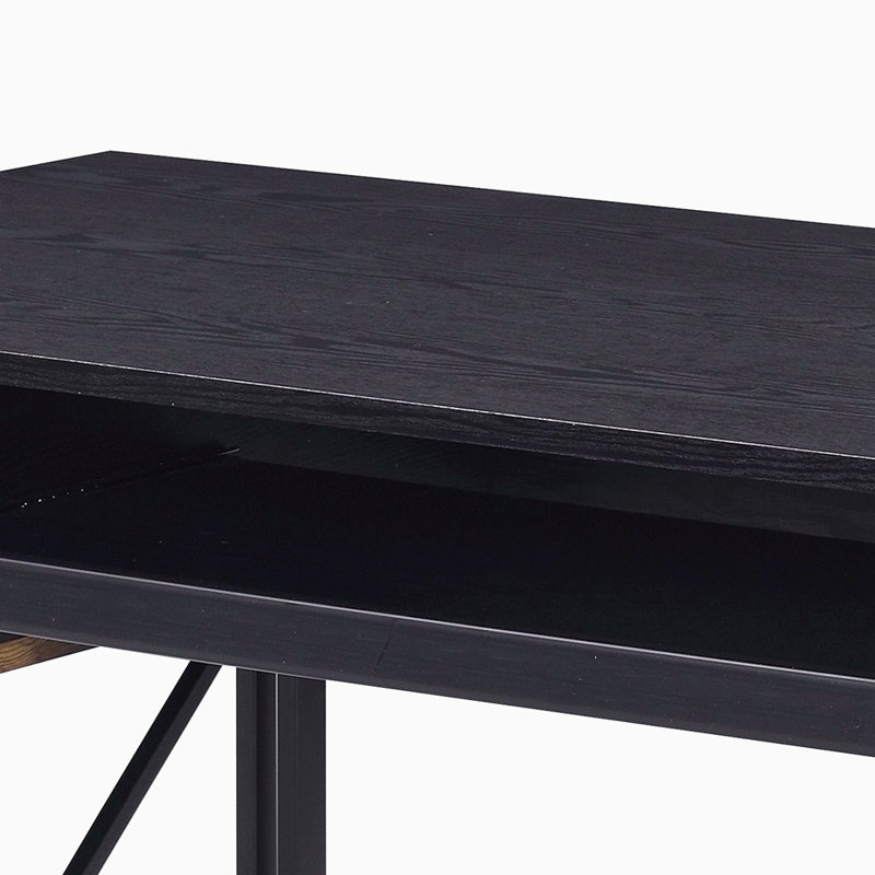 Bureau d'ordinateur avec plateau à clavier, Noir, noir, noir, noir