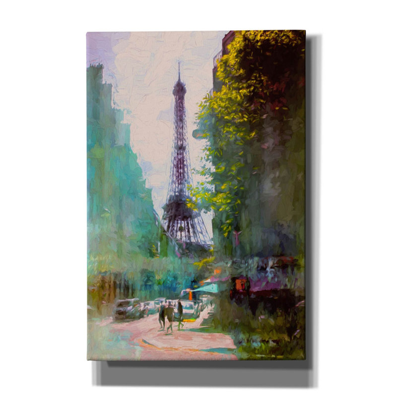 «Paris Street» par John Rivera - reproduction d'art sur toile tendue, H 60 po x l 40 po x P 1,5 po