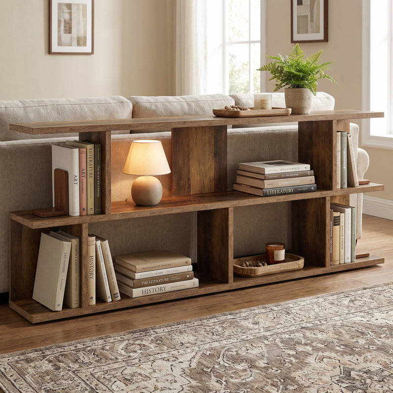 Bibliothèque standard de 70,9 po de largeur avec tablettes de rangement ouvertes
