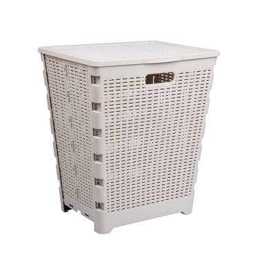 Mind Reader 60 Liter Perforated Plastic Laundry Hamper with Lid, White
