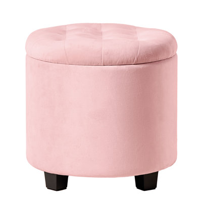 Round Ottoman, Ottoman With Storage, Foot Rest With Legs, Velvet, For Living Room, Bedroom