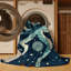 Tapis marocain d'inspiration mondiale Newberry Kanaloa lavable à la machine - Reliure bleu marine-1482026188