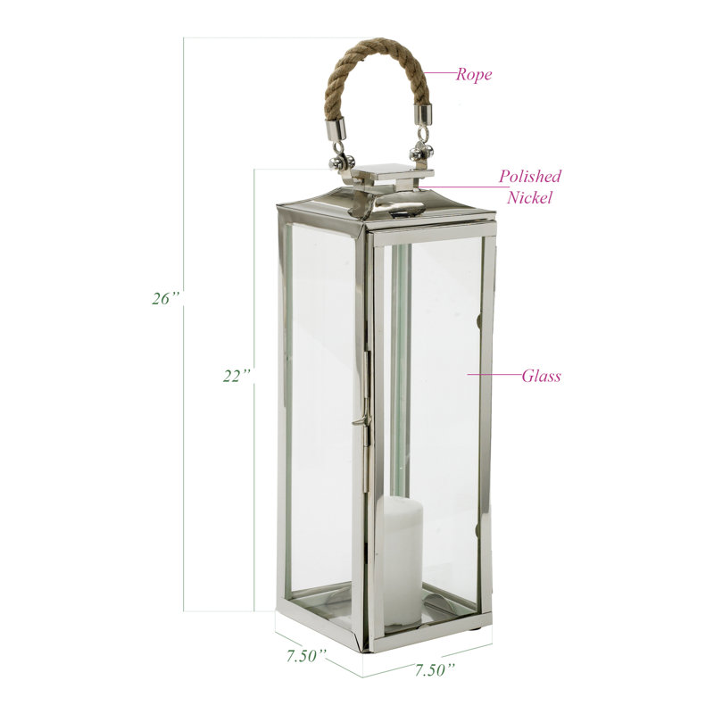 Lanterne en verre et métal haute