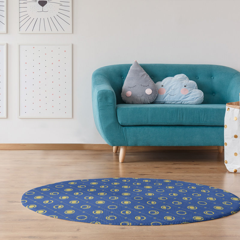 Chenille Geometric Indoor Rug, Round 5'