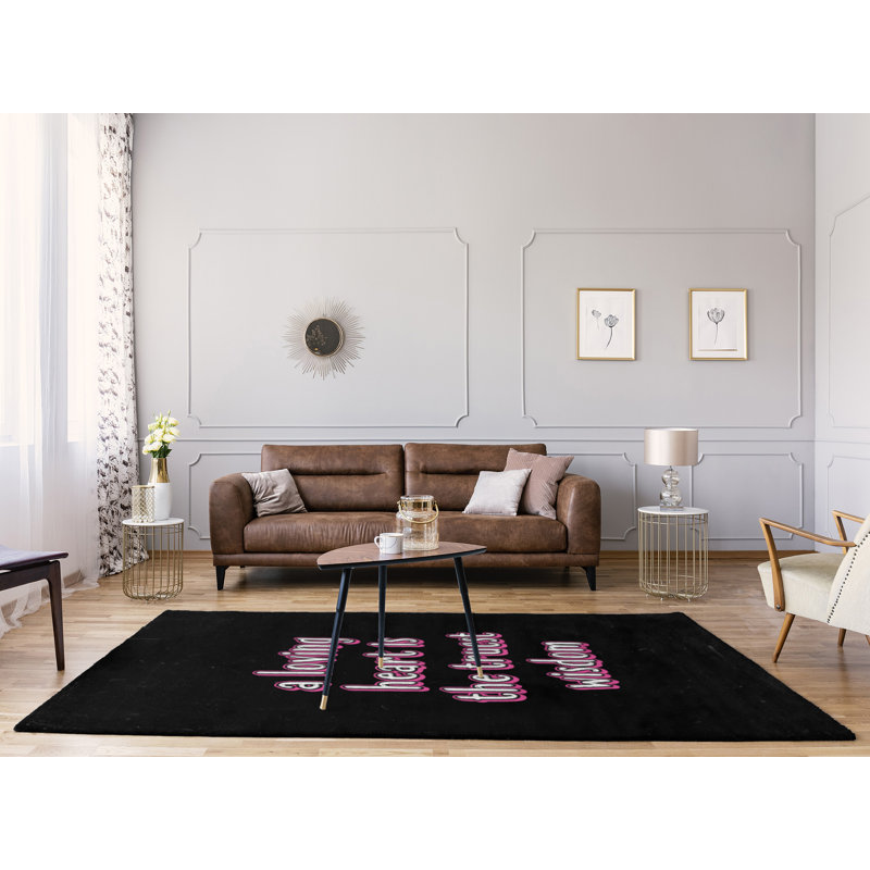 Tapis en chenille de polyester style citations Love & Wisdom Quotes Quotes, Rectangle 5 pi x 7 pi
