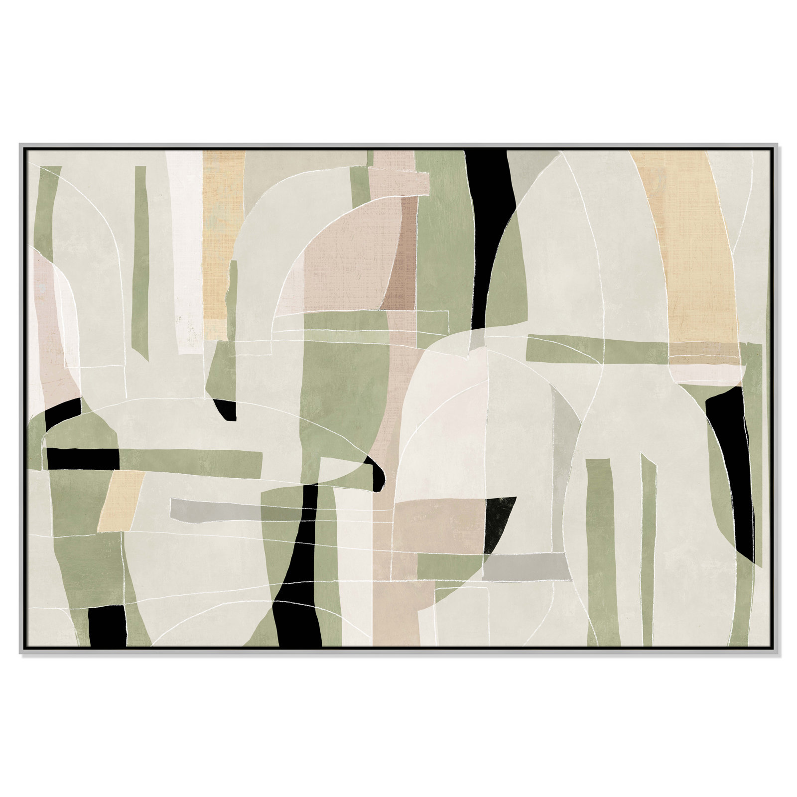Sunny Barcelona - Floater Frame Canvas, 61.5" W x 41.5" H, Silver