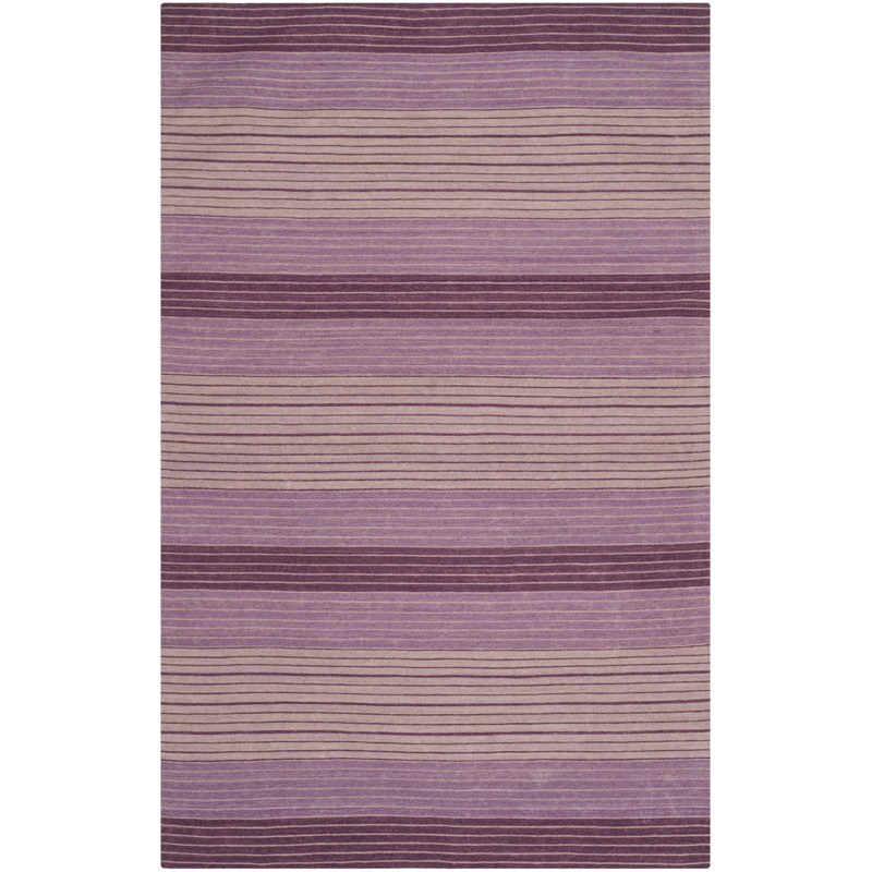 Cruz Hand Loomed Wool/Cotton Striped Rug in Purple/Plum/Lilac/Rose Beige, Rectangle 2'3" x 4'
