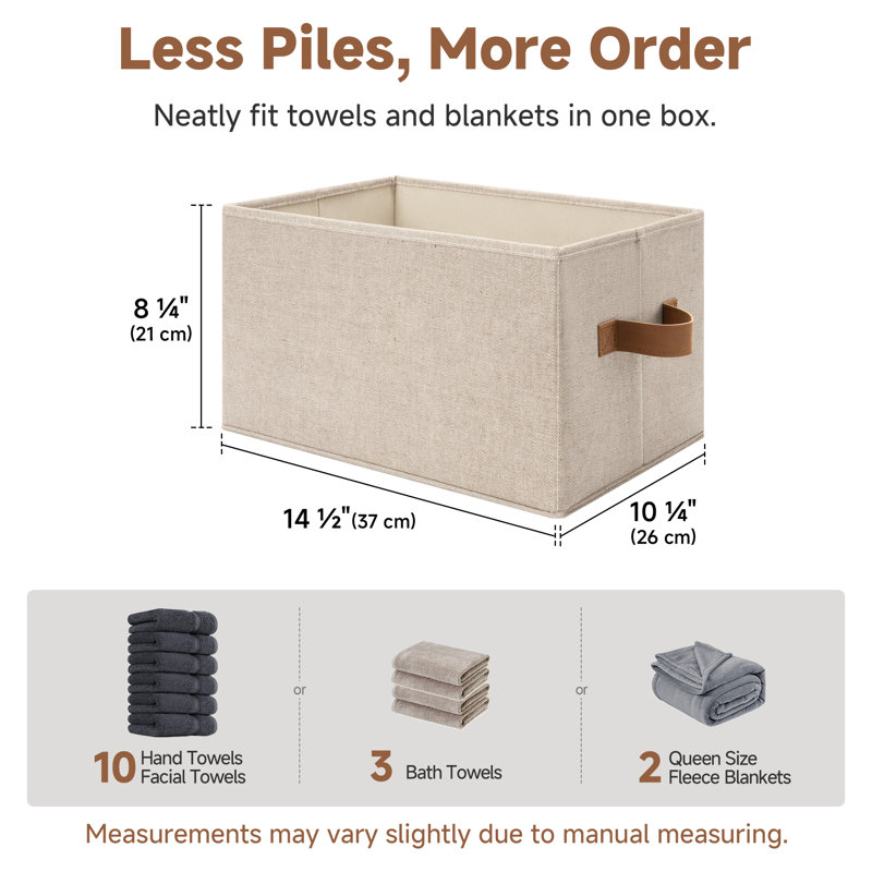 Foldable Fabric Storage Bins, Closet Organizer Bin Set, Shelf Baskets for Clothes, Toys, Linens, 14.5"L x 10.25"W x 8.25"H