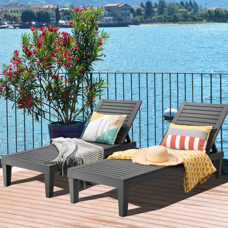 Chaise longue inclinable longue 75 po, Noir