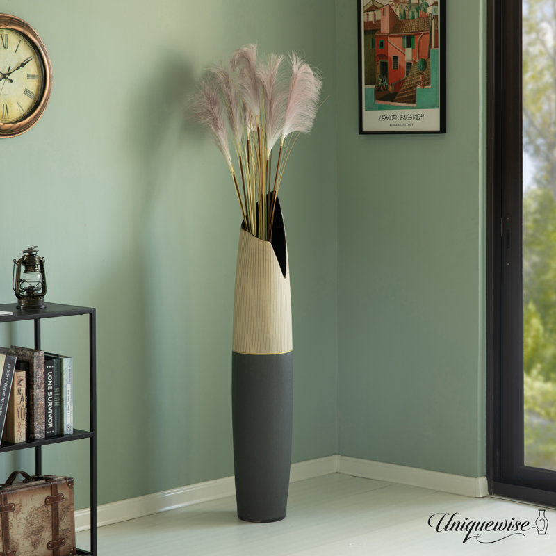 Vase de plancher en céramique fabriqué à la main, H 45 po x l 8 po x P 8 po