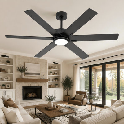 60" Modern Ceiling Fan with Light and Remote, Dimmable 3CCT LED, 6-Speed Quiet Reversible DC Motor