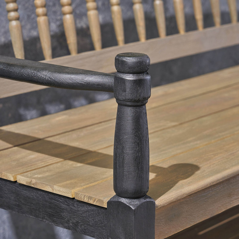 Canapé d'extérieur en bois massif pour patio, Gris / Noir