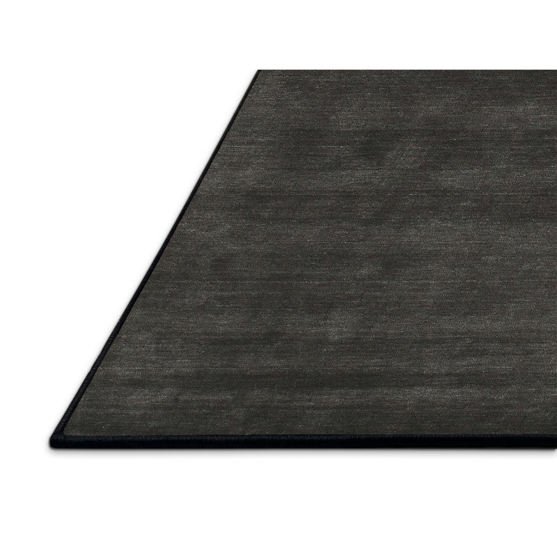 Tapis décoratif noir contemporain, Rectangle 7 pi x 9 pi