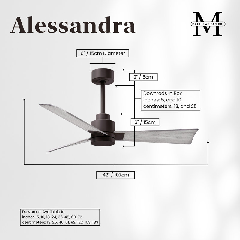 Alessandra Outdoor Downrod Ceiling Fan, Textured Bronze, Barn Wood Tone