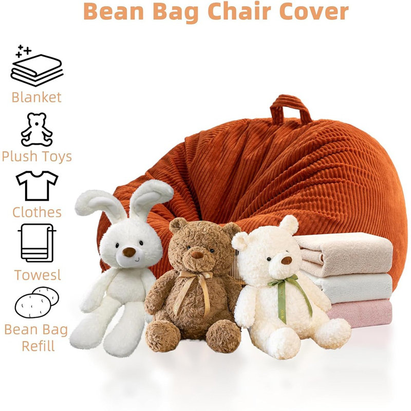 Housse pour fauteuil à billes avec rangement en peluche pour animaux