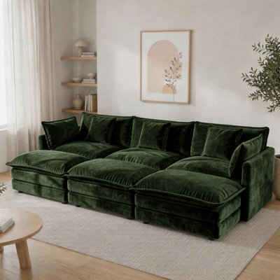 Canapé modulaire 110 po en L chenille avec repose-pieds réversible