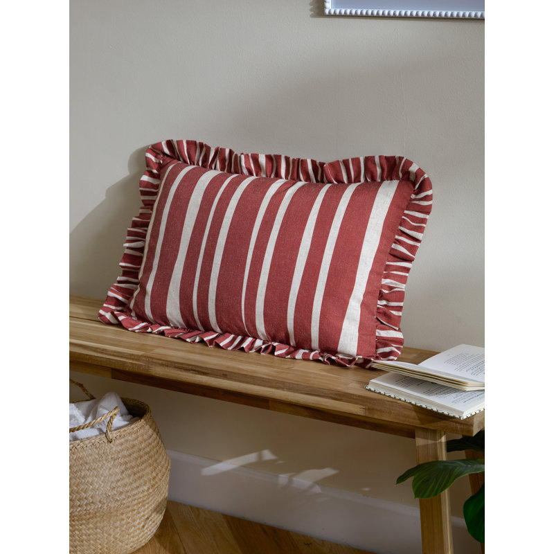 Carmon Stripe Striped Rectangular Cushion, Red