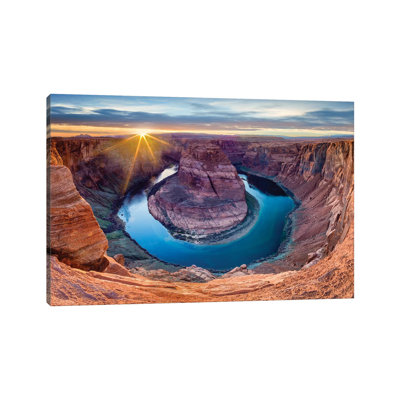 Sunset At Horseshoe Bend And Colorado River by Susanne Kremer - Wrapped Canvas Photograph