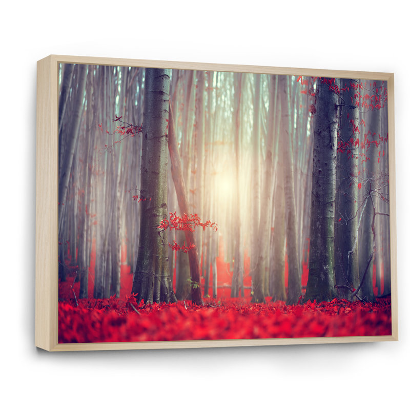 Mystic Red Forest Autumn Landscape IV - reproduction d'art sur toile traditionnelle, H 16 po x l 32 po x P 1 po