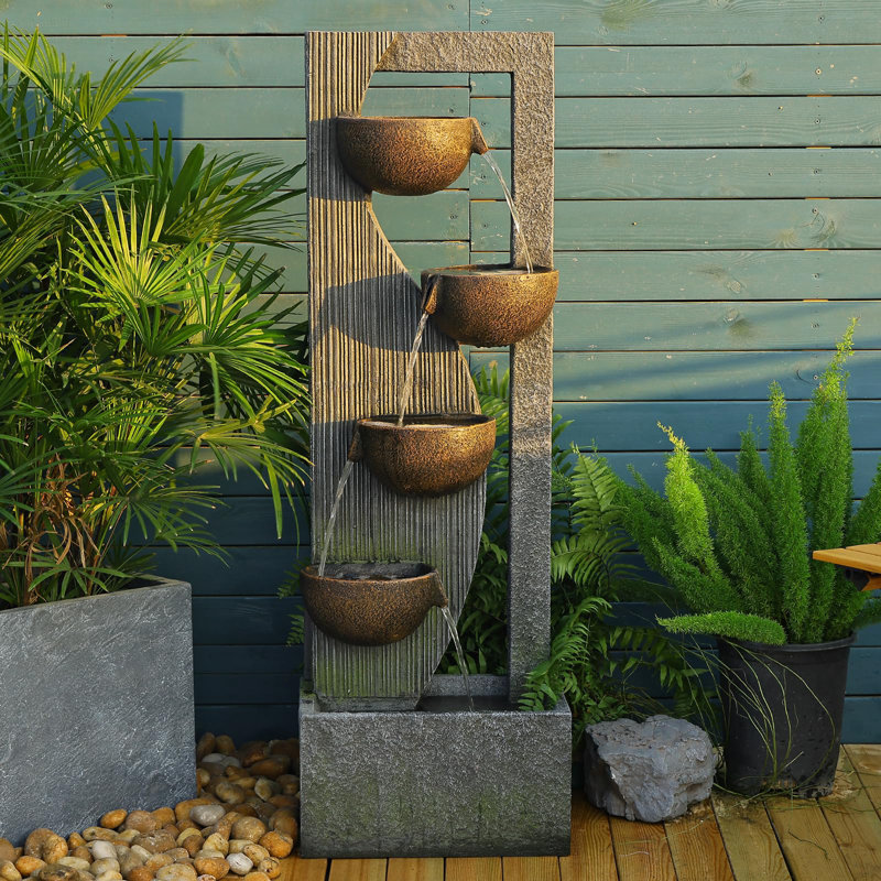 Drummans Hand Crafted Weather Resistant Floor Fountain with Light
