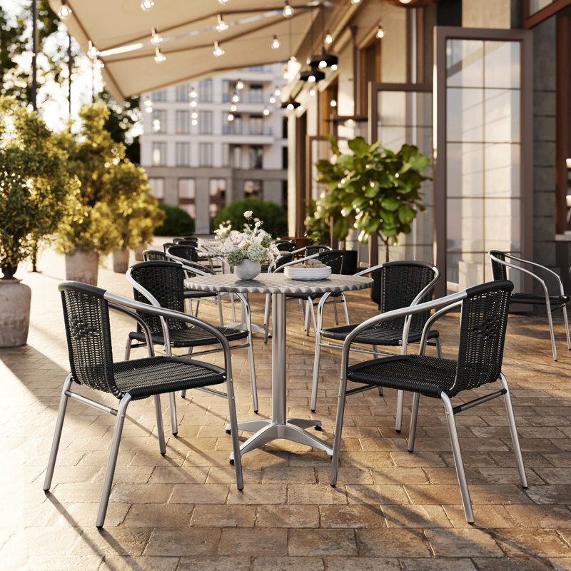 Haverhill Round 5 Piece Dining Set, 27.25" H x 31.5" W x 31.5" D, Black