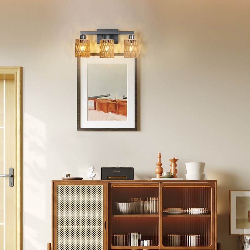 Adonus 3 - Light Dimmable Rattan Vanity Light