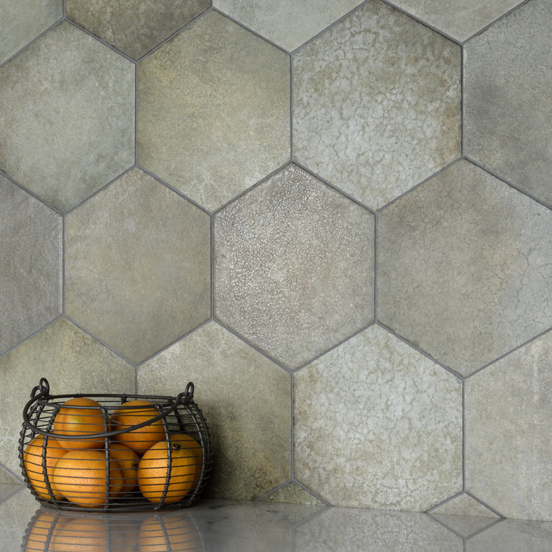 Heritage Hex 7" x 8" Porcelain Stone Look Wall & Floor Tile, Jungle