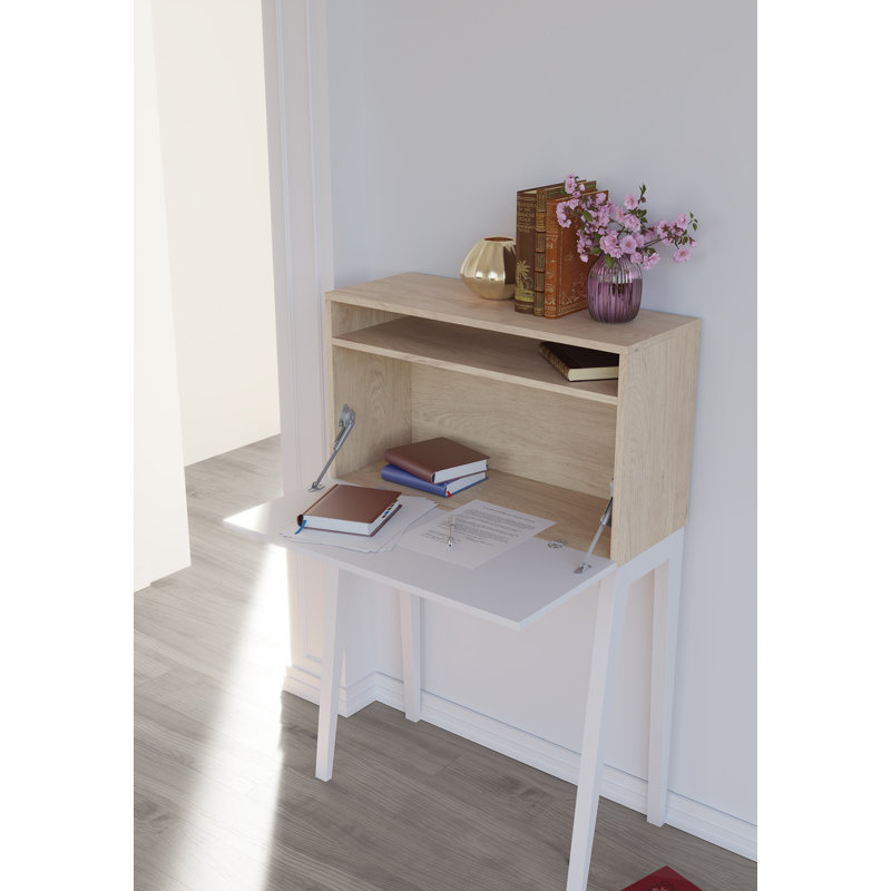 Wilcox Writing Desk, White//Light Oak