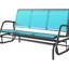 Balancelle coulissante pour l'extérieur, 3 sièges, tissu maillé, structure en métal, gris, balançoire en douceur, grand patio et bord de piscine, L 57,9 po x l 27,6 po H 33,5 po, banc d'extérieur d'une capacité de 660 lb avec tissu respirant bleu
