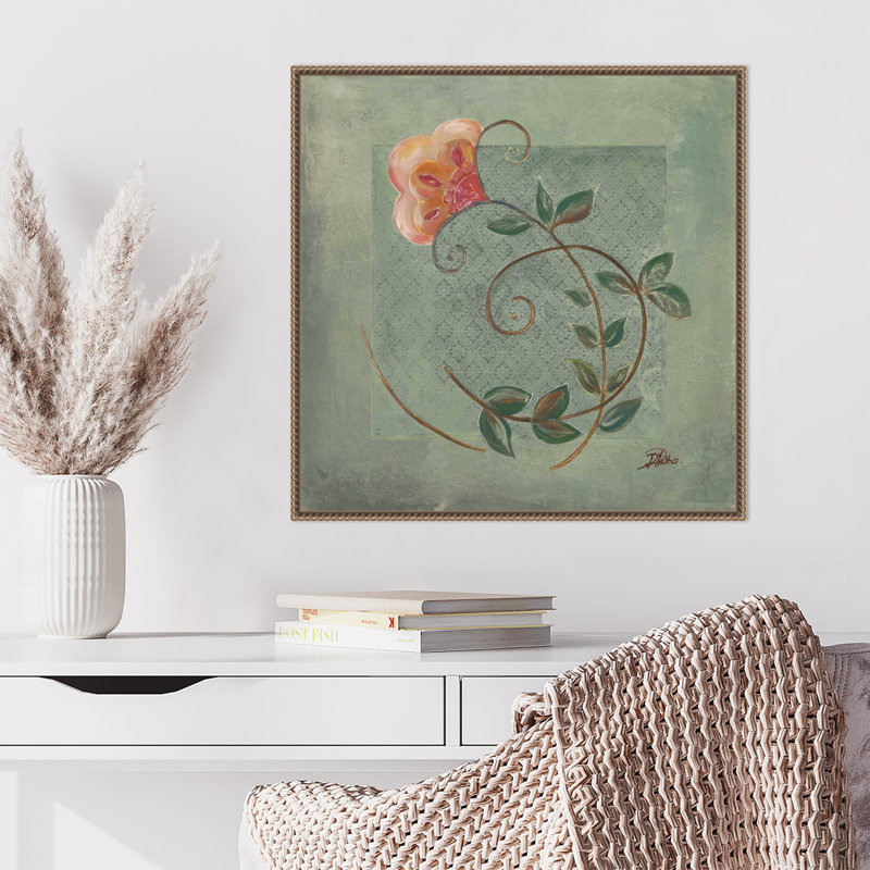Ornements floraux en vert II par Patricia Pinto, H 22 po x l 22 po x P 2 po