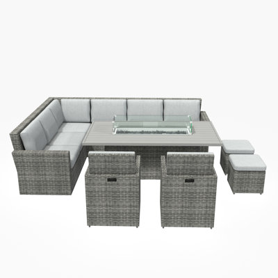 Ensemble de conversation modulaire avec coussins 9 pièces Bryliee