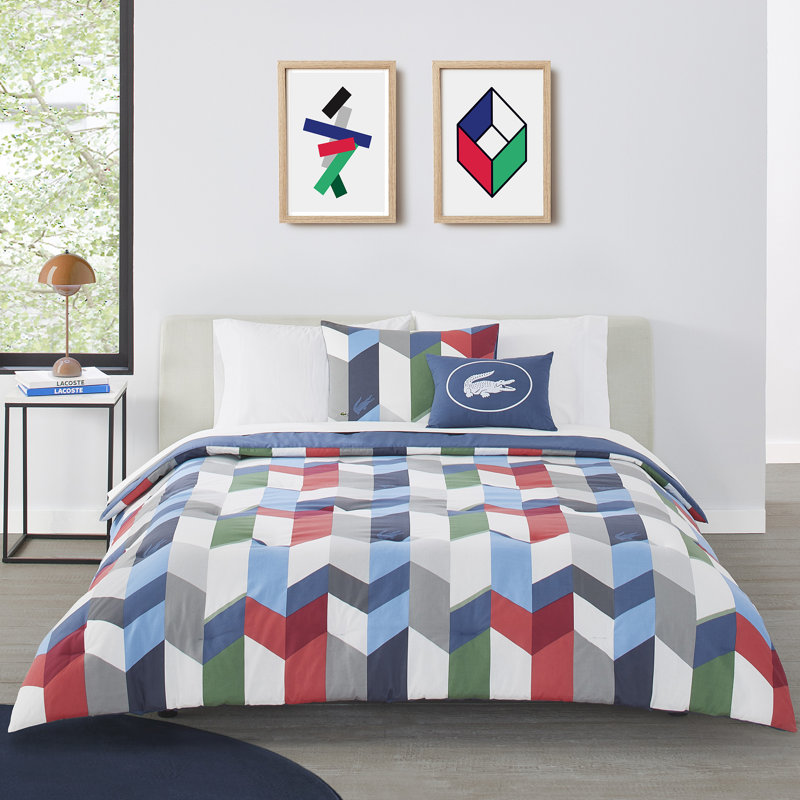 Ensemble d'édredon 3 pièces Lacotte Beaumont, Édredon simple et 1 taie décorative, Beaumont marine multicolore