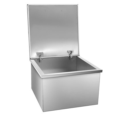 304 Stainless Steel Drop-In Ice Chest, Double-Wall Insulated Ice Bin with Hinged Tight Seal Lid, Built-In Drain Pipe & Plug for Outdoor Kitchen, Bar Counter