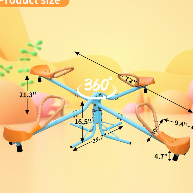 Balançoire d'extérieur pour bascule, balançoire à bascule pivotante à 4 places, composition en acier inoxydable, multicolore, 28 po x 18 po x 6,3 po, encourage le jeu de quadruple à implication active, acier multicolore, 20 kg, coffre-fort