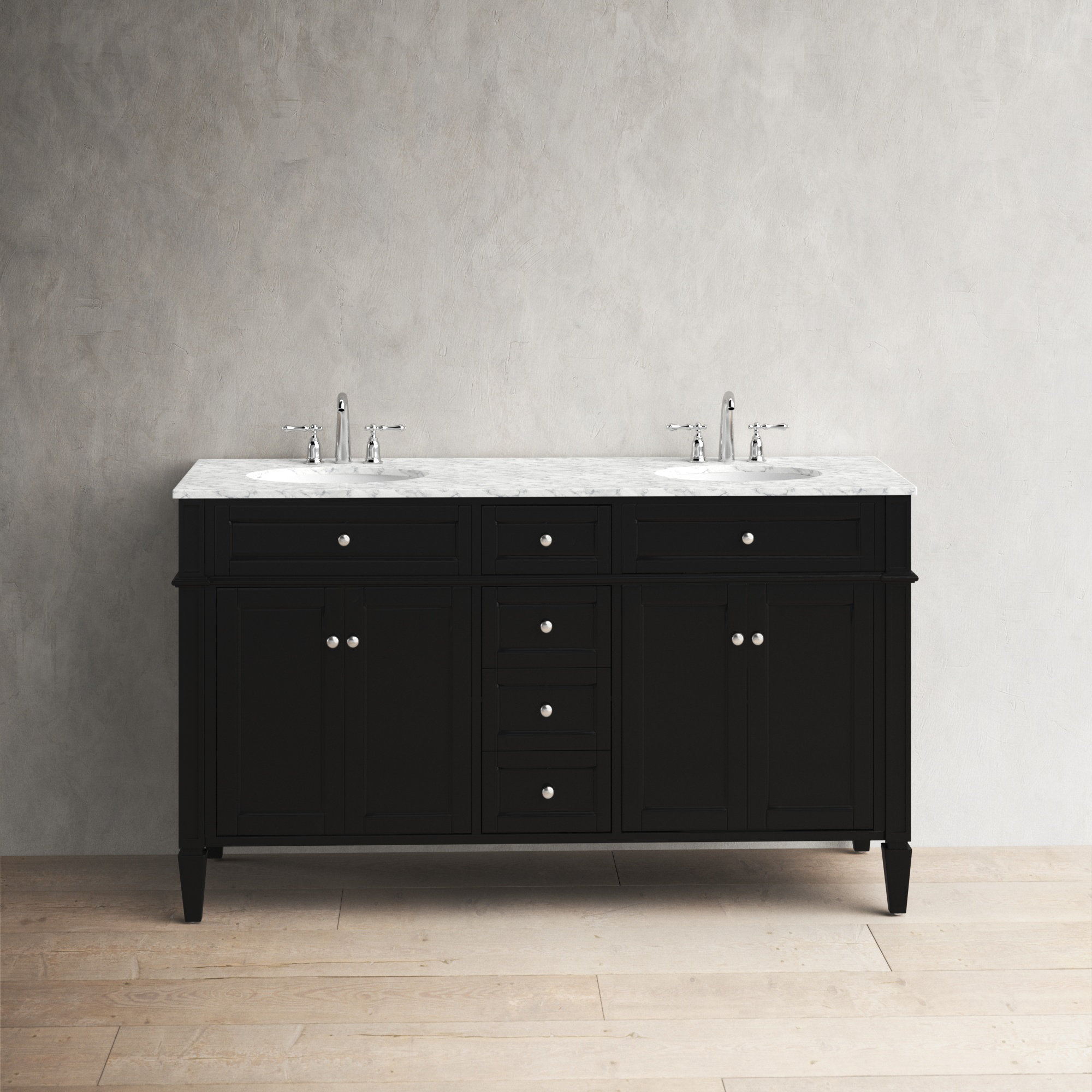 Rivers 60'' Double Bathroom Vanity, Black