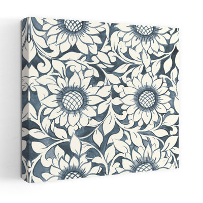 Contemporary Farm Life Pattern Ii With Blue Blue Gray Art