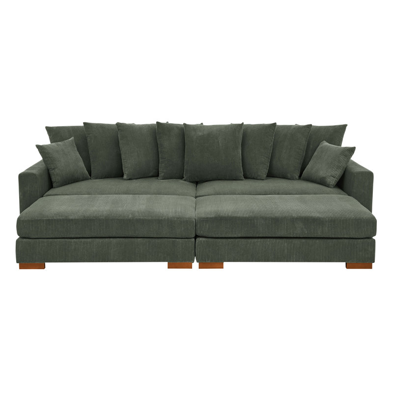 Emmakate Corduroy Sectional Symmetrical, Hunter Green Corduroy