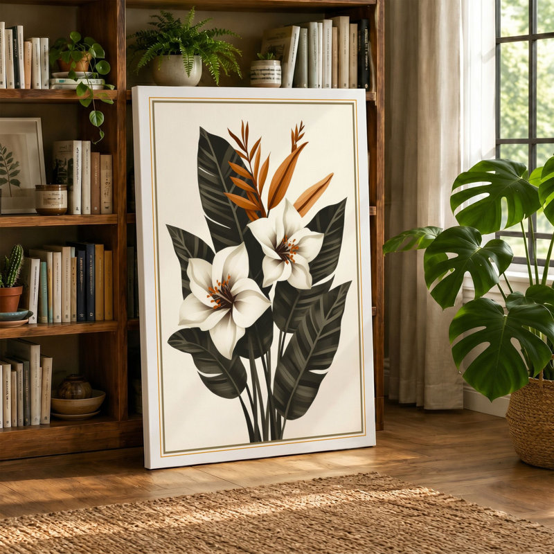 Study Botanical - Wrapped Canvas, 36x24 - 91.4 x 61.0 cm, White Border