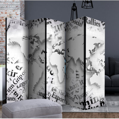 Malton 225cm W x 172cm H 5 - Panel Folding Room Divider