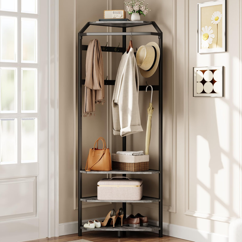 Metal Freestanding 1 - Hook Coat Rack, Gray