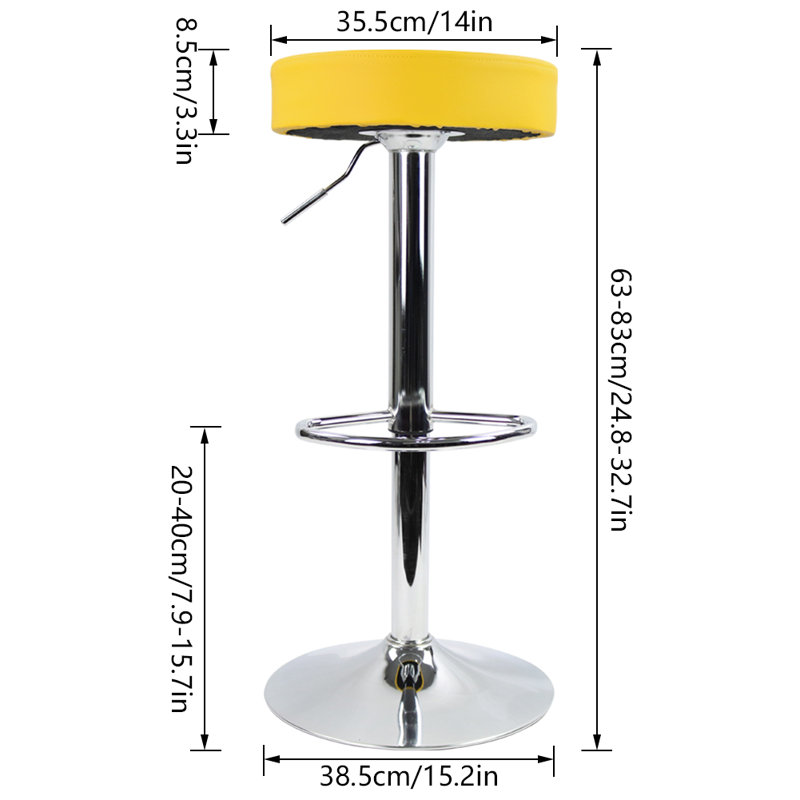 Aavi Swivel Upholstered Adjustable Height Counter Stool, Yellow